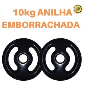 Kit 2 X Anilhas De 10Kg Emborrachada Super Premium Preta