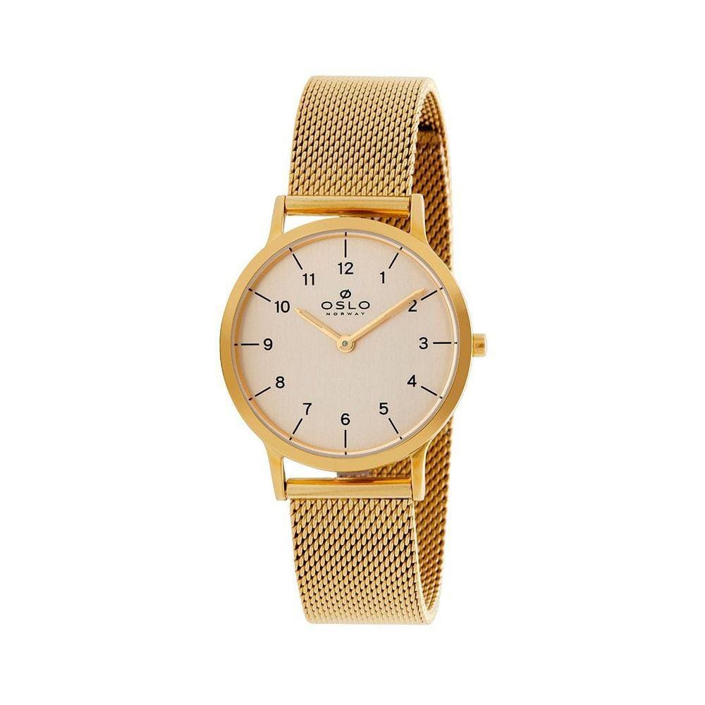 Relógio Feminino Slim Dourado Todos Os Números Oslo