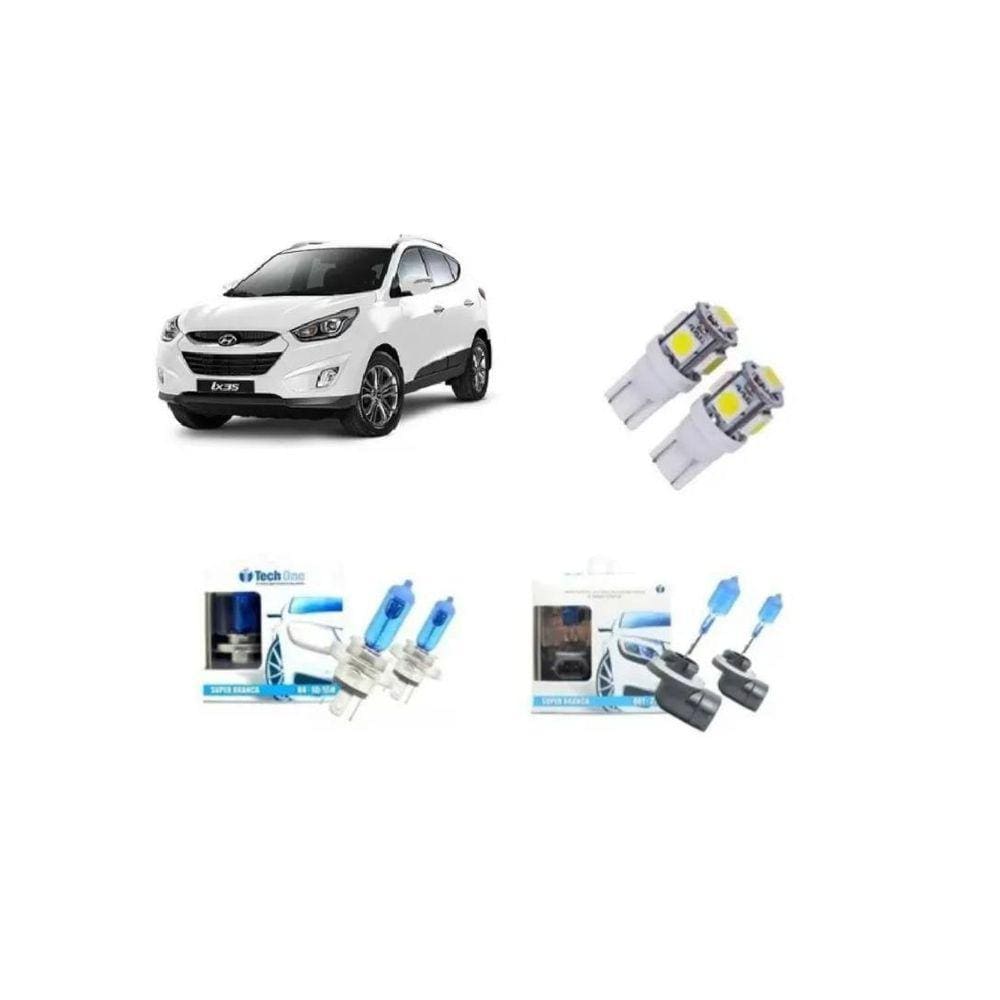 Ix35 Techone Kit Lâmpadas Led + Super Branca Farol E Milha
