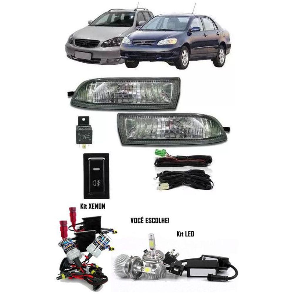 Kit Farol de Milha Neblina Toyota Corolla 2003 2004 Fielder Todas + Kit Xenon 6000K / 8000K ou Kit Lâmpada Super LED 6000K