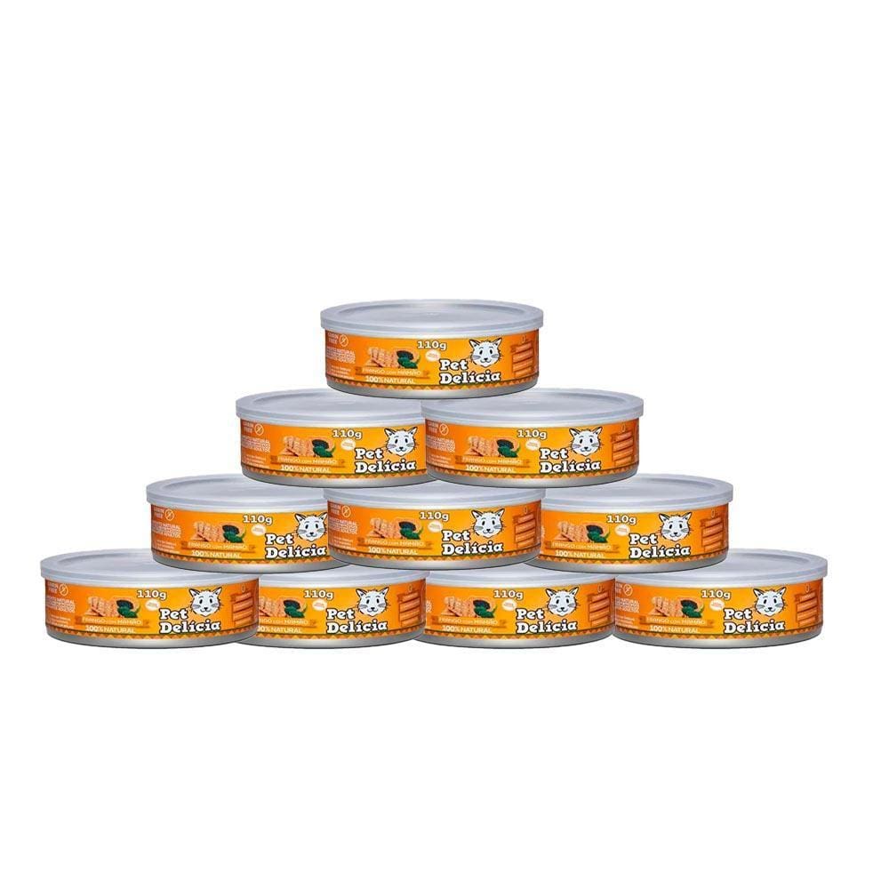Kit 10 Ração Úmida Pet Delícia Gatos Frango Com Mamão - 110g