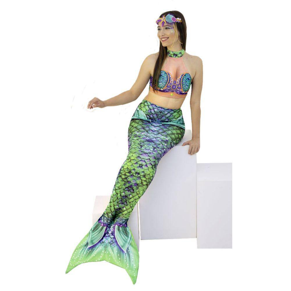 Fantasia Sereia Feminina Adulta Verde Roupa | Casas Bahia