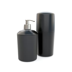 Kit banheiro utility one de 2 peças porta 4 escovas  e uma pasta e porta sabonete líquido de 500ml
