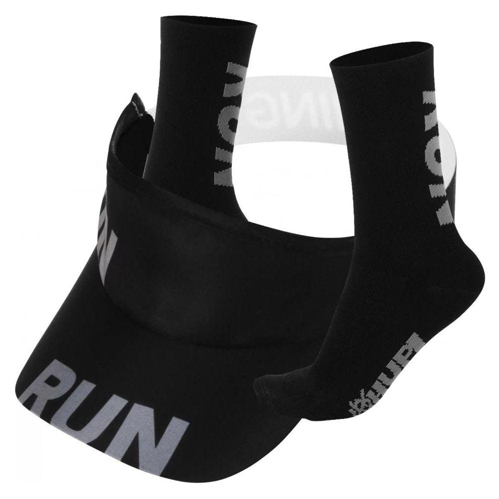 Kit Corrida HUPI Viseira e Meia Run Preto