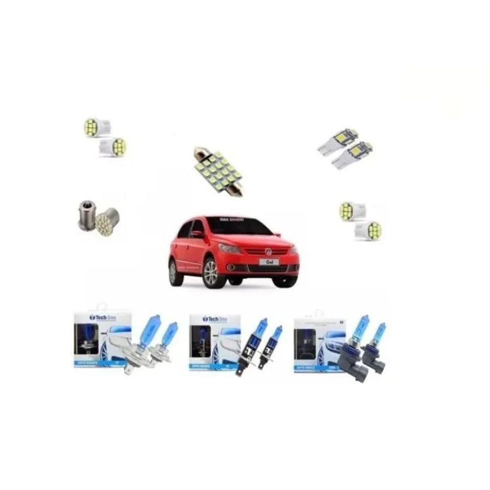 Kit Lâmpada Gol Voyage G5Super Branca + Farol/Milha E Led`S