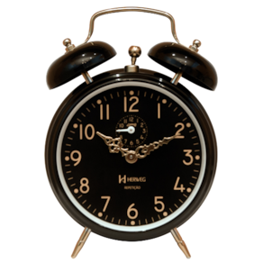 Relógio Despertador Mecânico Herweg 2385-034 Retrô Preto