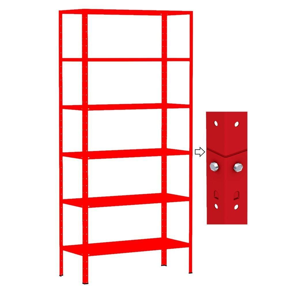 Estante Aço Dupla 176 Flex Amapa 6 Bandeja 40 Vermelho KIT 8