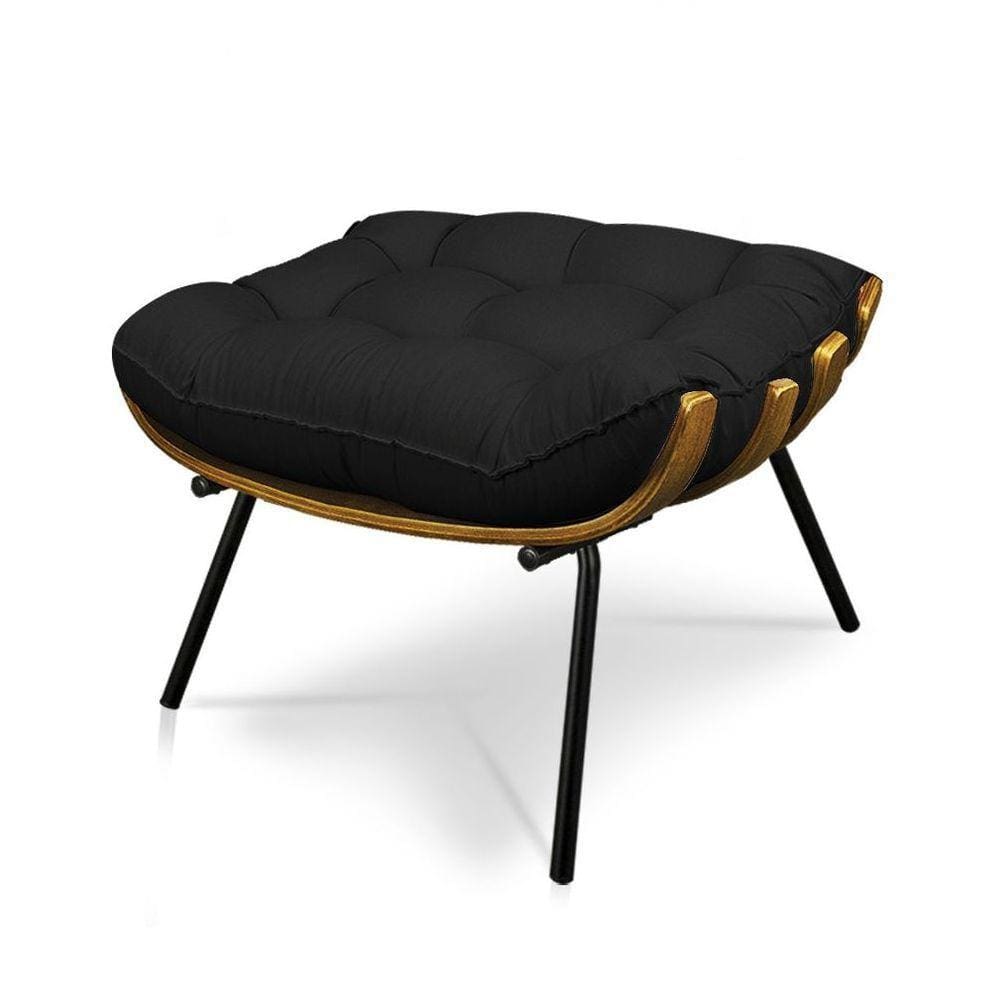 Puff Costela Linho Base De Metal - D`Rossi A79 Preto