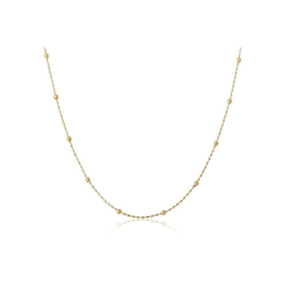 Colar De Corrente Com Bolinhas Douradas Folheado Em Ouro 18k