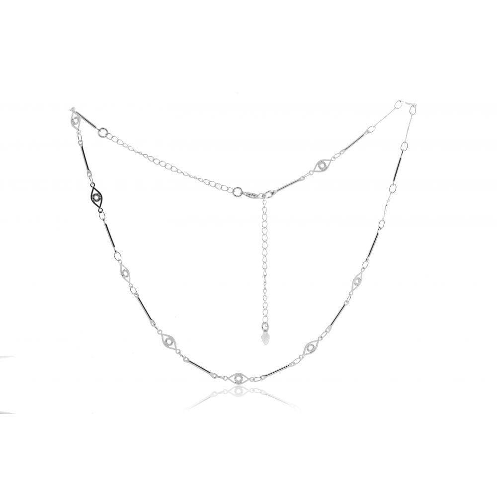 Colar De Olhos Intercalados Em Ródio