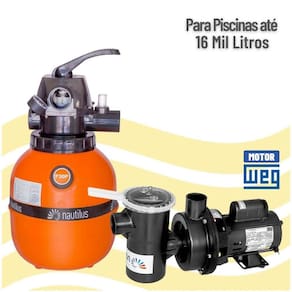 Conjunto Filtro E Motobomba 1/4Cv Para Piscina Até 16 Mil Litros - Nautilus