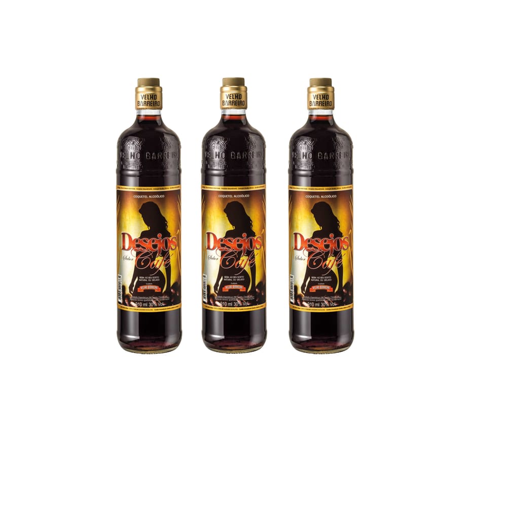 Kit Cachaça Velho Barreiro Desejos sabor Café 910ml 3uni