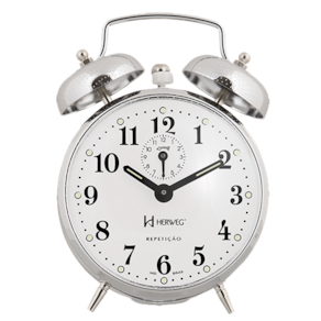 Relógio Despertador Mecânico Retrô Herweg 2370-207 Cromado Picoteado