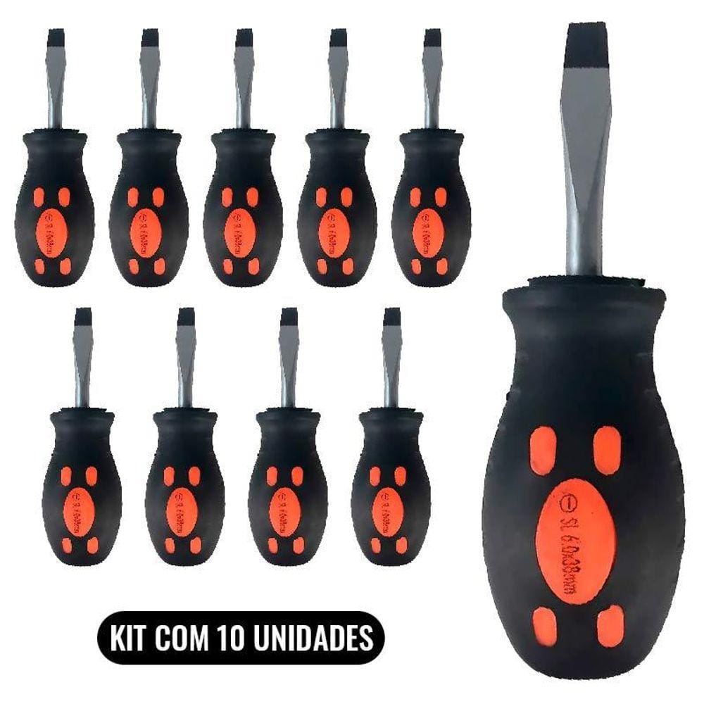 Chave de Fenda Cotoco 1/4 x 1.1/2 Pol Kit com 10 Unidades 11620 SPARTA