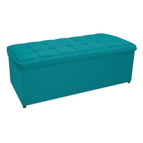 Calçadeira Copenhague 140 Cm Casal Suede Azul Turquesa