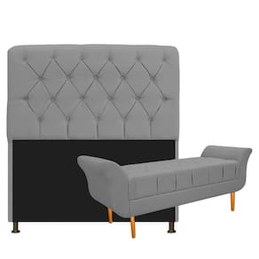 Cabeceira Lady E Recamier Ari 195 Cm King Size Corano Cinza