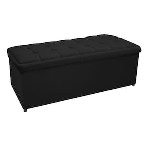 Calçadeira Copenhague 140 Cm Casal Suede Preto