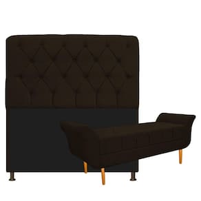 Cabeceira Lady e Recamier Ari 195 Cm King Size Corano Marrom