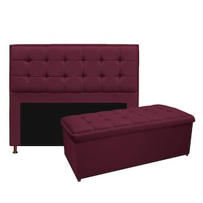 Cabeceira Calçadeira Copenhague 195Cm King Size Suede Bordô