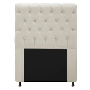 Cabeceira Estofada Cristal 90 Cm Solteiro Com Strass Bege
