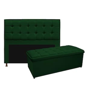 Cabeceira, Calçadeira Copenhague 195Cm King Size Suede Verde