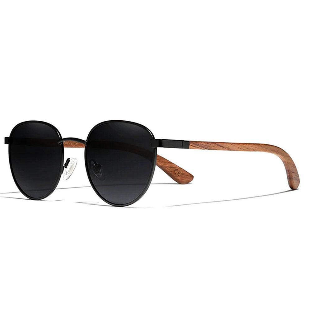 Óculos de sol Polarizado Artesanal Madeira Nogueira Óculos de Sol Redondo Steampunk Proteção Uv400