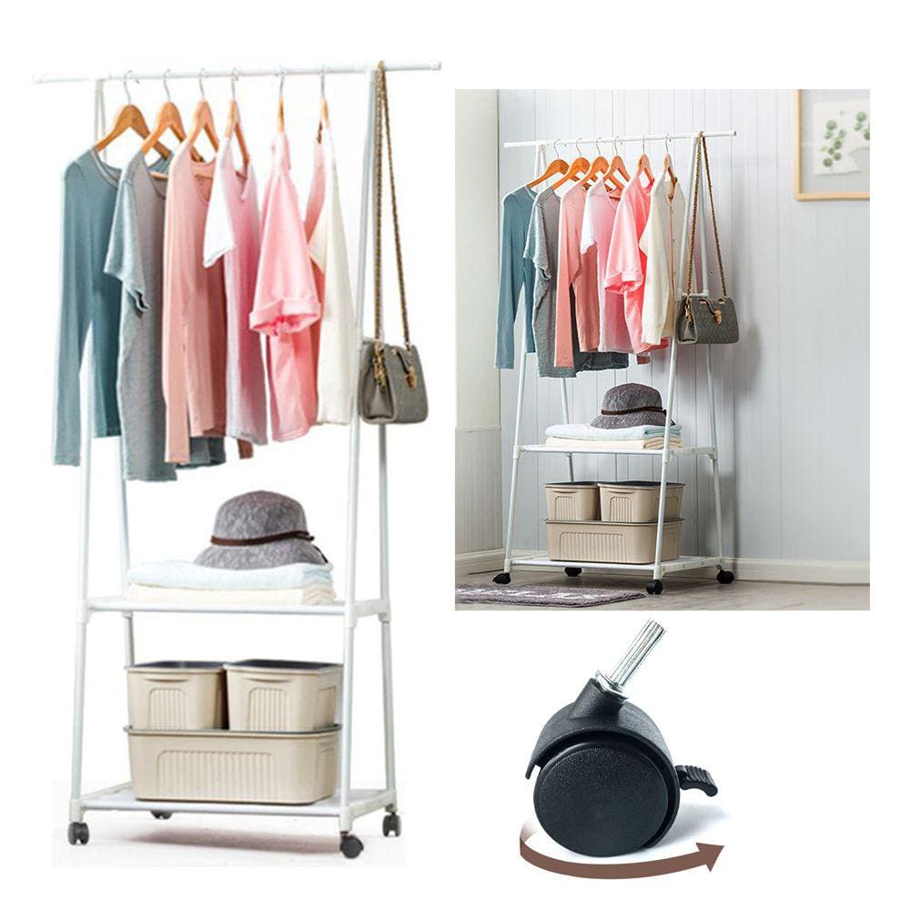 Arara Guarda Roupas Sapatos Cabideiro Sapateira Organizadora Com Roda Multifuncoes Prateleiras Closet Casa Lavanderia