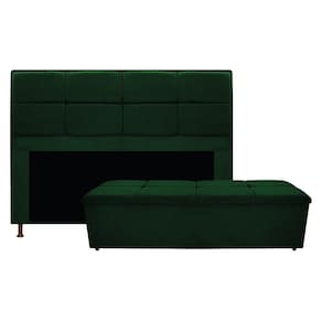 Cabeceira e Calçadeira Munique 195 Cm King Size Suede Verde