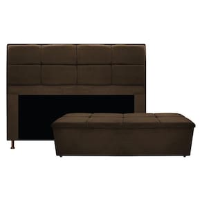 Cabeceira e Calçadeira Munique 195 Cm King Size Suede Marrom