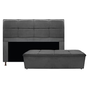 Cabeceira e Calçadeira Munique 140 Cm Casal Suede Cinza