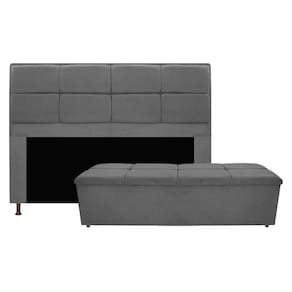 Cabeceira e Calçadeira Munique 195 Cm King Size Corano Cinza