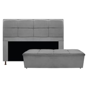 Cabeceira e Calçadeira Munique 140 Cm Casal Corano Cinza