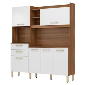Kit Cozinha Com 6 Portas e 2 Gavetas Select Cor Amendola Branco Select