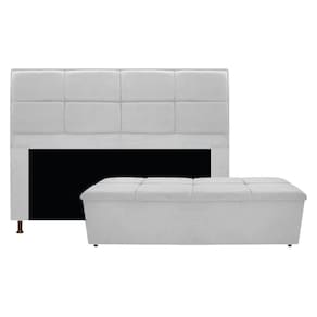 Cabeceira e Calçadeira Munique 195 Cm King Size Suede Branco