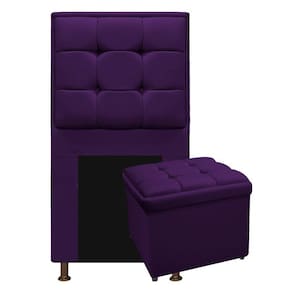 Cabeceira e Calçadeira Copenhague 90Cm Solteiro Suede Roxo