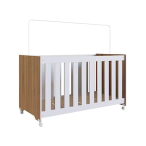 Berço Infantil Com Rodízios Nogal Manchester Branco Lilies Móveis