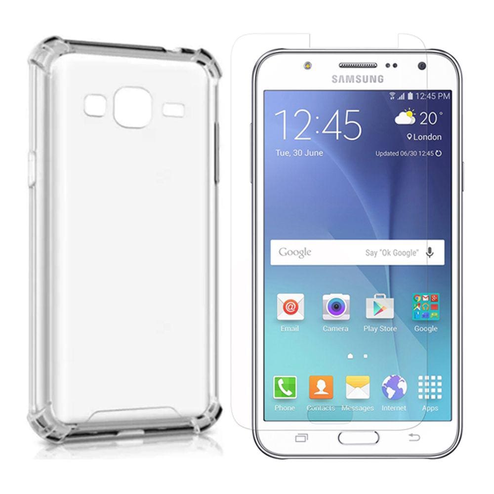 Kit Capinha Silicone Antichoque + Pelicula Vidro Samsung J5 J500