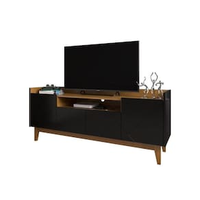 Rack Sala Gyala Para Tv Até 60 Polegadas C/ Pés De Madeira Preto/noce