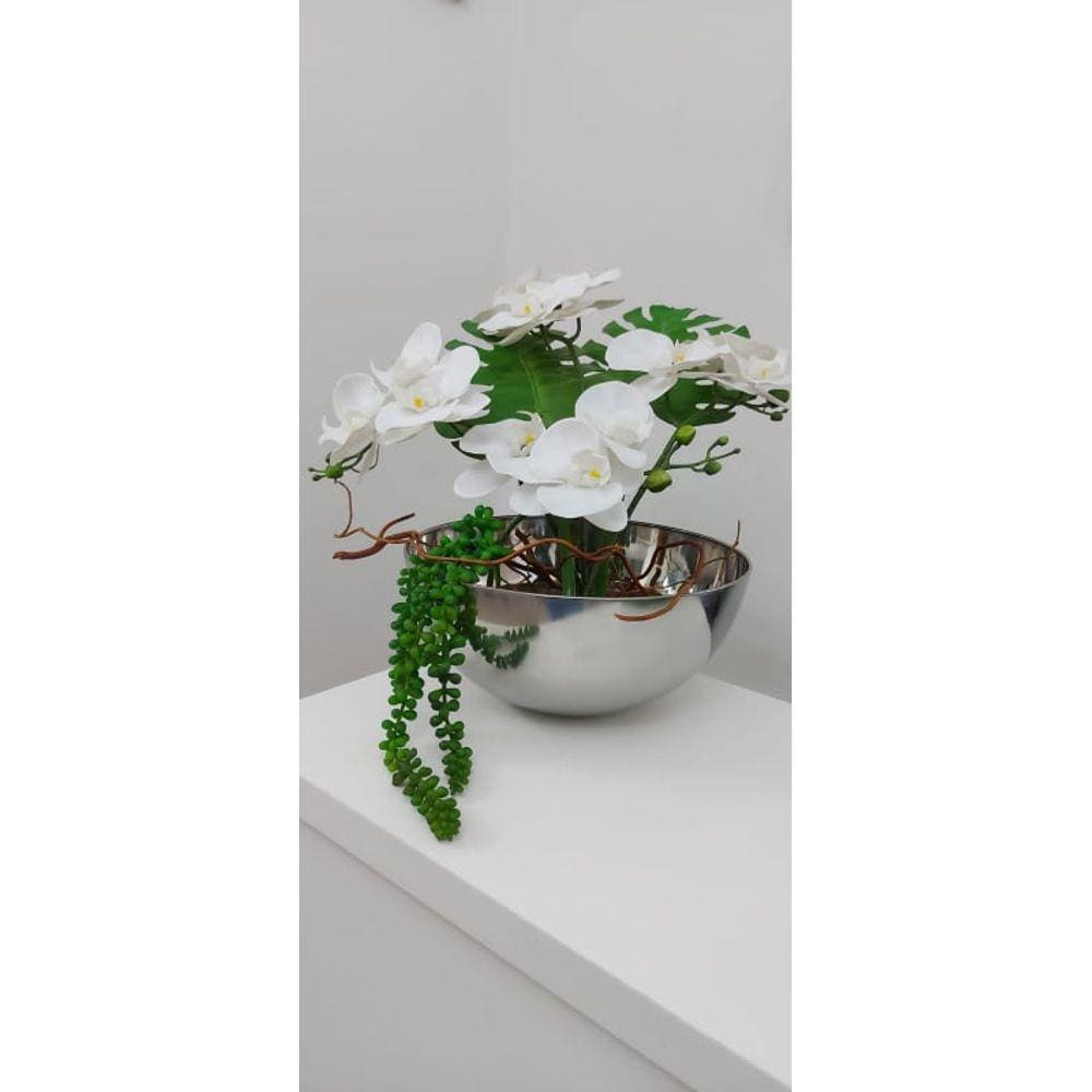 Cachepot em Inox Prata 28 cm