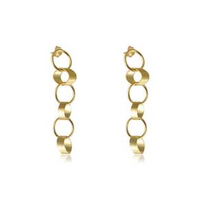 Brinco Grande De Círculos Interligados Folheado Em Ouro 18k