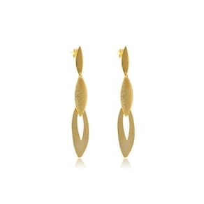 Brinco Grande De Folhas Sobrepostas Folheado Em Ouro 18k