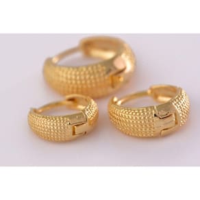 Brinco Trio Argolinhas Grossas Folheado Em Ouro 18k