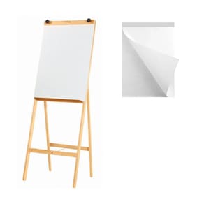 Porta Bloco Bco. Cavalete Flip Chart Estrutura Em Pinus Luxo Cor Natural Alt. 1,80 Mts Ref. 2525 SOUZA + Bloco