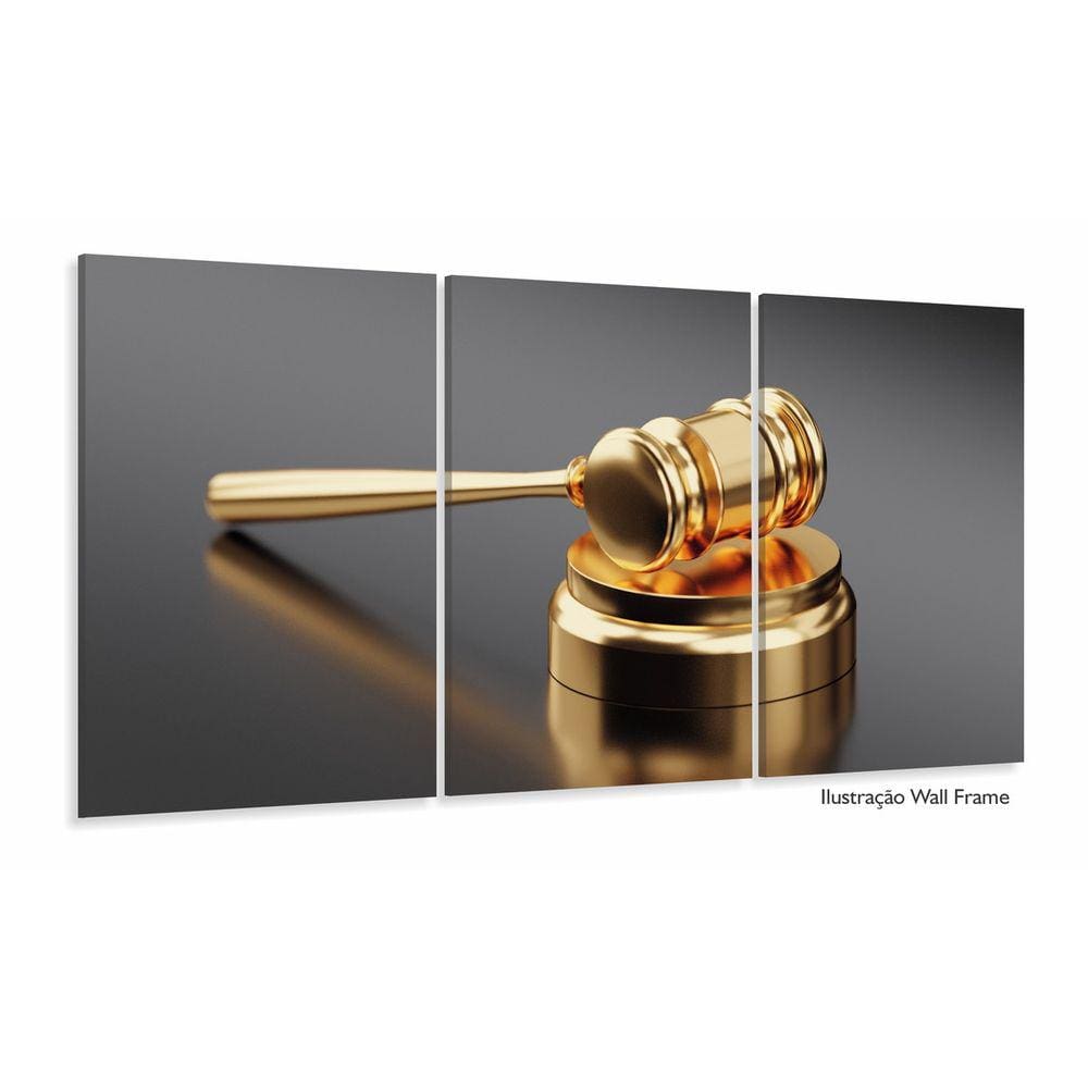 Quadro decorativo Mosaico Justiça Direito Martelo Gold