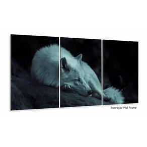 Quadro Decorativo Lobo Deitado 120x60 3 peças