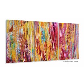 Quadro Abstrato Colorido Artístico Escritório Tecido 3 Peças