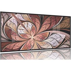 Quadro Decorativo Abstrato Vitral Rosê 130x60 Moldura Preta 2x2