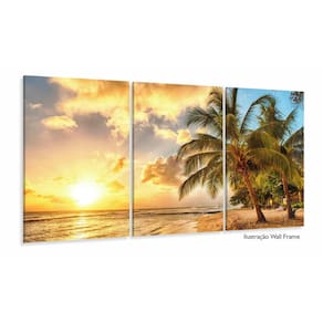 Quadro Decorativo peças Praia Sol Mar 3 peças 120x60 Sala qu