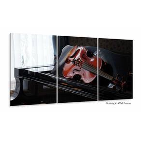 Quadro Decorativo Piano E Violino Com Tela Em Tecido