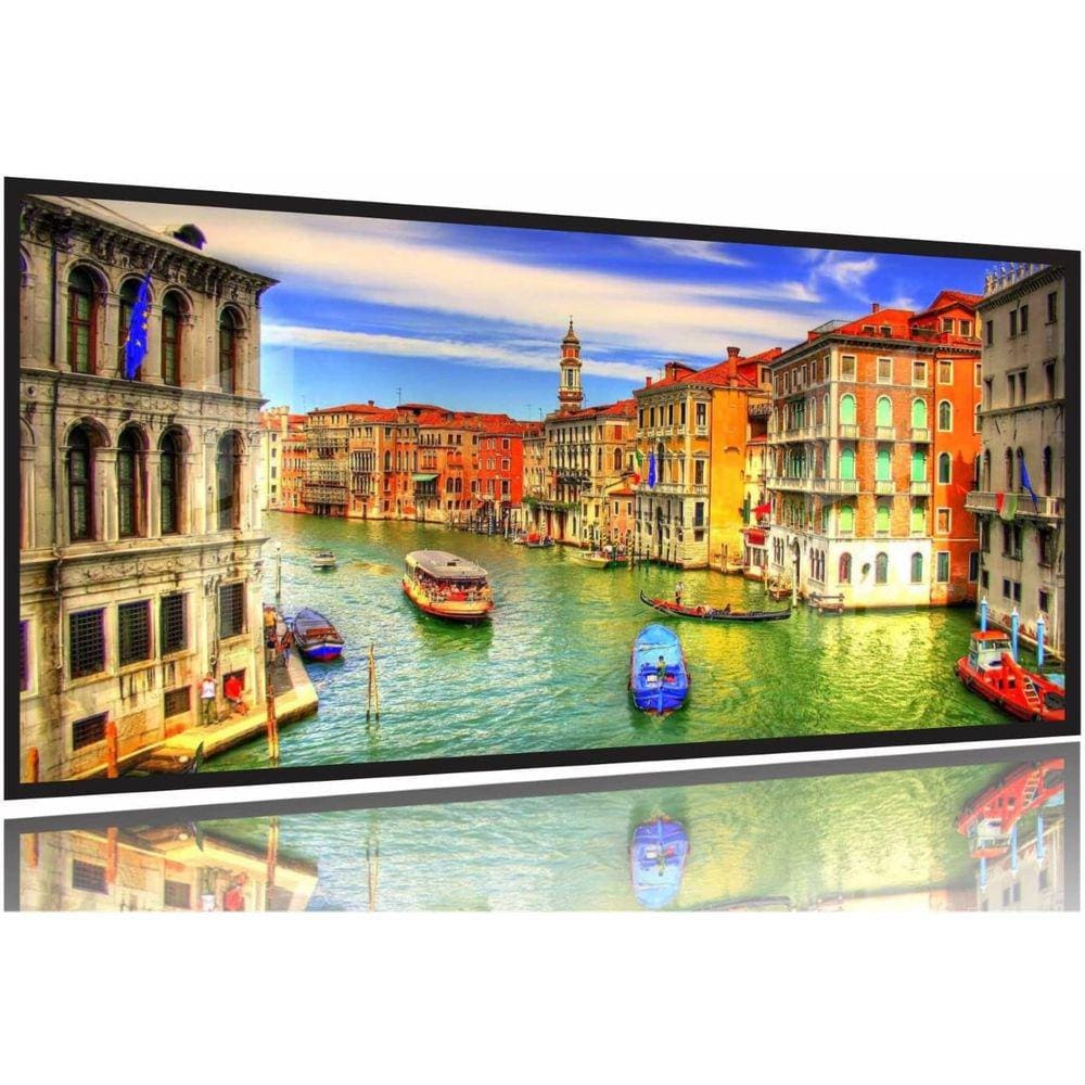 Quadro Decorativo Veneza Itália Paisagem 130x60 Moldura Preta 2x2